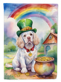 Clumber Spaniel St Patrick's Day House Flag 28x40 Porch Sleeve Pole Decorative Outside Yard Banner Artwork Wall Hanging, Polyester