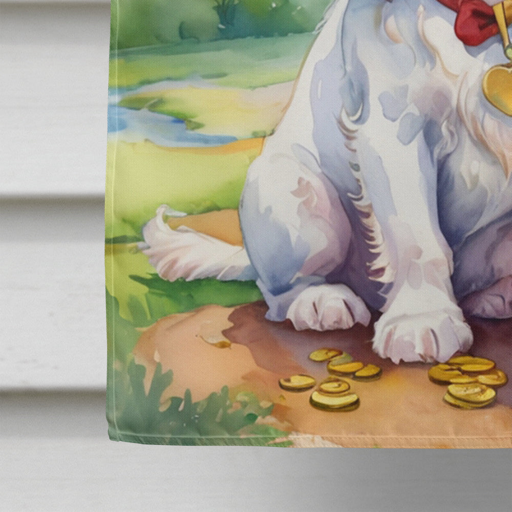 Clumber Spaniel St Patrick's Day House Flag 28x40 Porch Sleeve Pole Decorative Outside Yard Banner Artwork Wall Hanging, Polyester