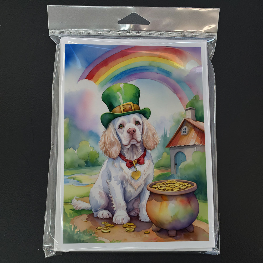 Clumber Spaniel St Patrick's Day Greeting Cards Pack of 8 Blank Cards with Envelopes Whimsical A7 Size 5x7
