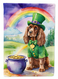 Cocker Spaniel St Patrick's Day House Flag 28x40 Porch Sleeve Pole Decorative Outside Yard Banner Artwork Wall Hanging, Polyester