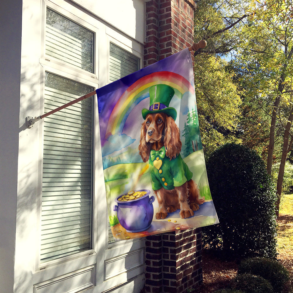 Cocker Spaniel St Patrick's Day House Flag 28x40 Porch Sleeve Pole Decorative Outside Yard Banner Artwork Wall Hanging, Polyester