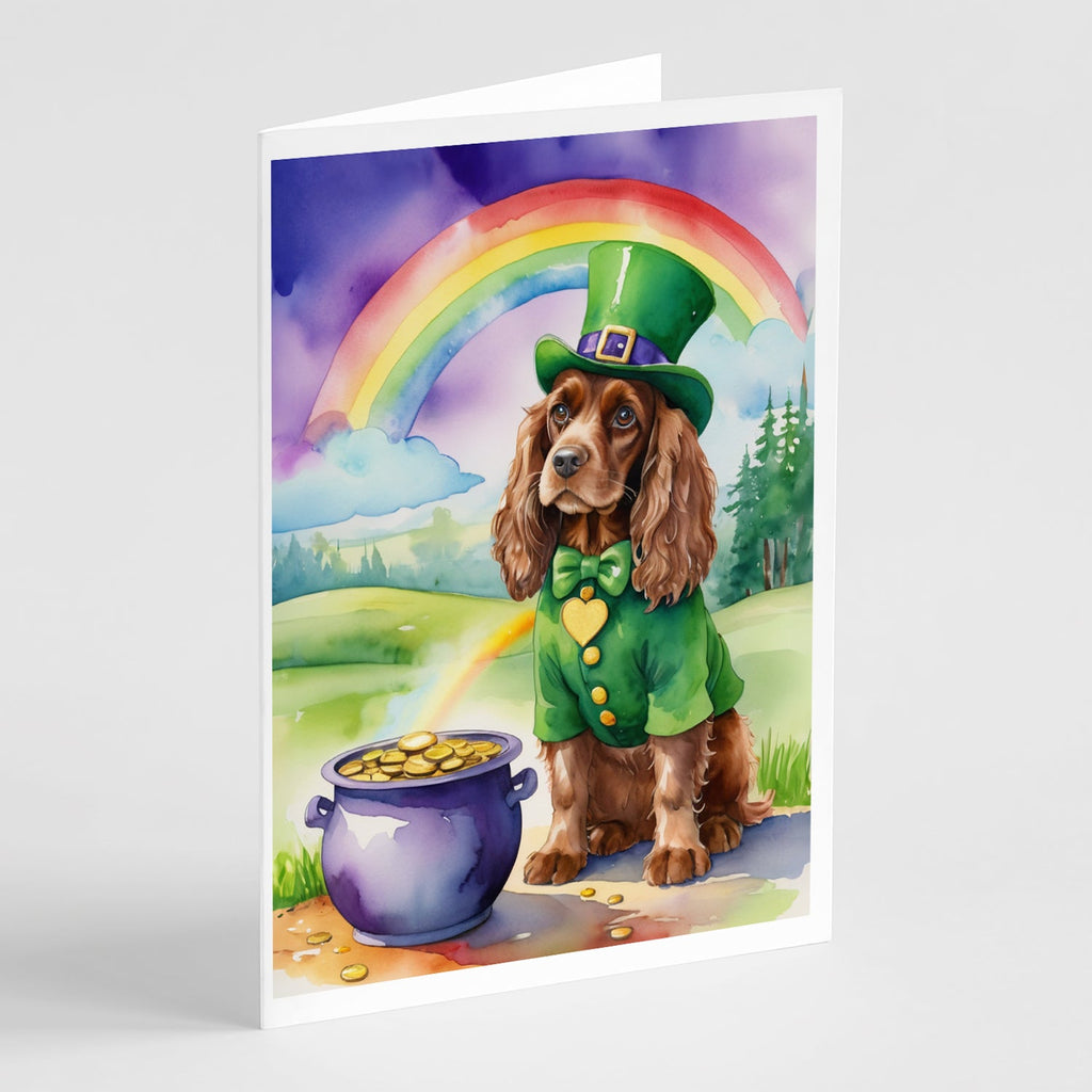 Cocker Spaniel St Patrick's Day Greeting Cards Pack of 8 Blank Cards with Envelopes Whimsical A7 Size 5x7