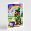 Cocker Spaniel St Patrick's Day Greeting Cards Pack of 8 Blank Cards with Envelopes Whimsical A7 Size 5x7