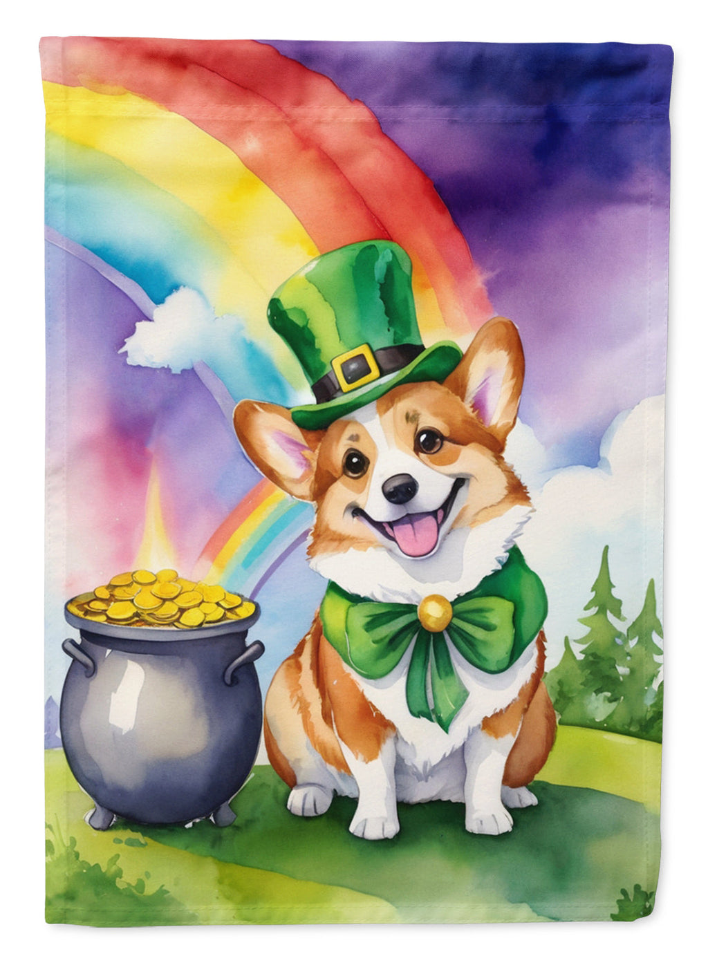 Corgi St Patrick's Day House Flag 28x40 Porch Sleeve Pole Decorative Outside Yard Banner Artwork Wall Hanging, Polyester