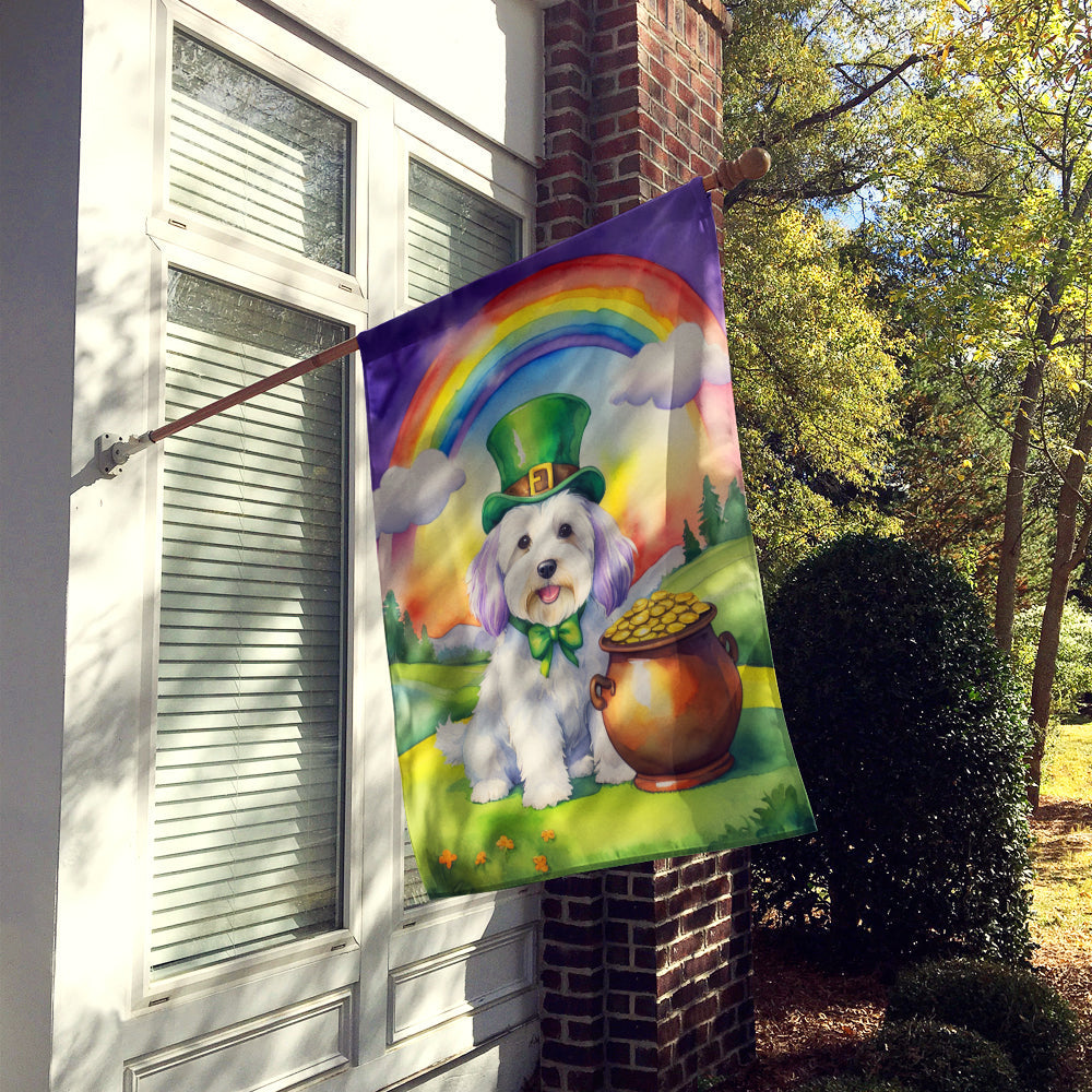 Coton de Tulear St Patrick's Day House Flag 28x40 Porch Sleeve Pole Decorative Outside Yard Banner Artwork Wall Hanging, Polyester