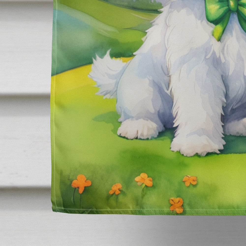 Coton de Tulear St Patrick's Day House Flag 28x40 Porch Sleeve Pole Decorative Outside Yard Banner Artwork Wall Hanging, Polyester