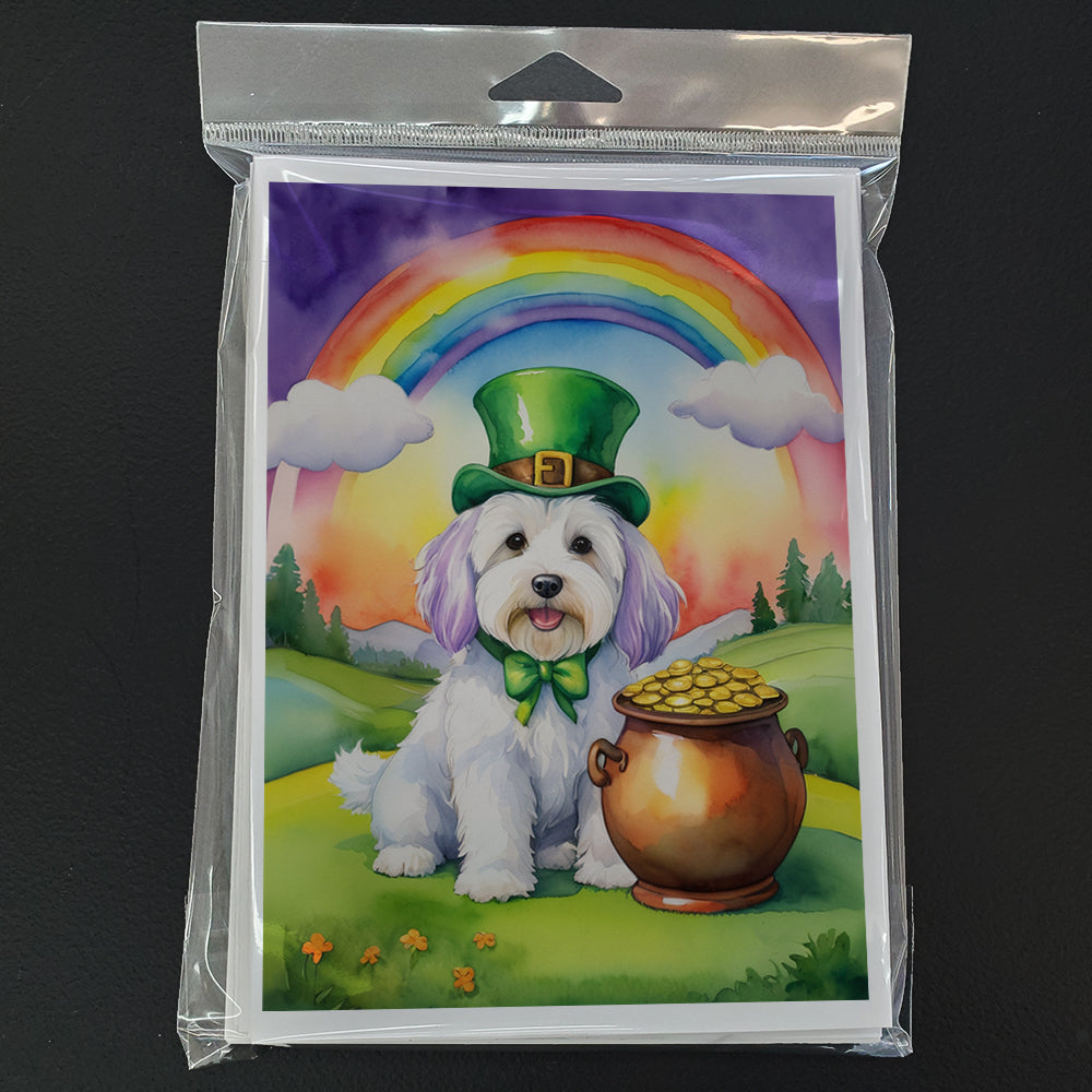 Coton de Tulear St Patrick's Day Greeting Cards Pack of 8 Blank Cards with Envelopes Whimsical A7 Size 5x7