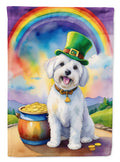 Coton de Tulear St Patrick's Day House Flag 28x40 Porch Sleeve Pole Decorative Outside Yard Banner Artwork Wall Hanging, Polyester
