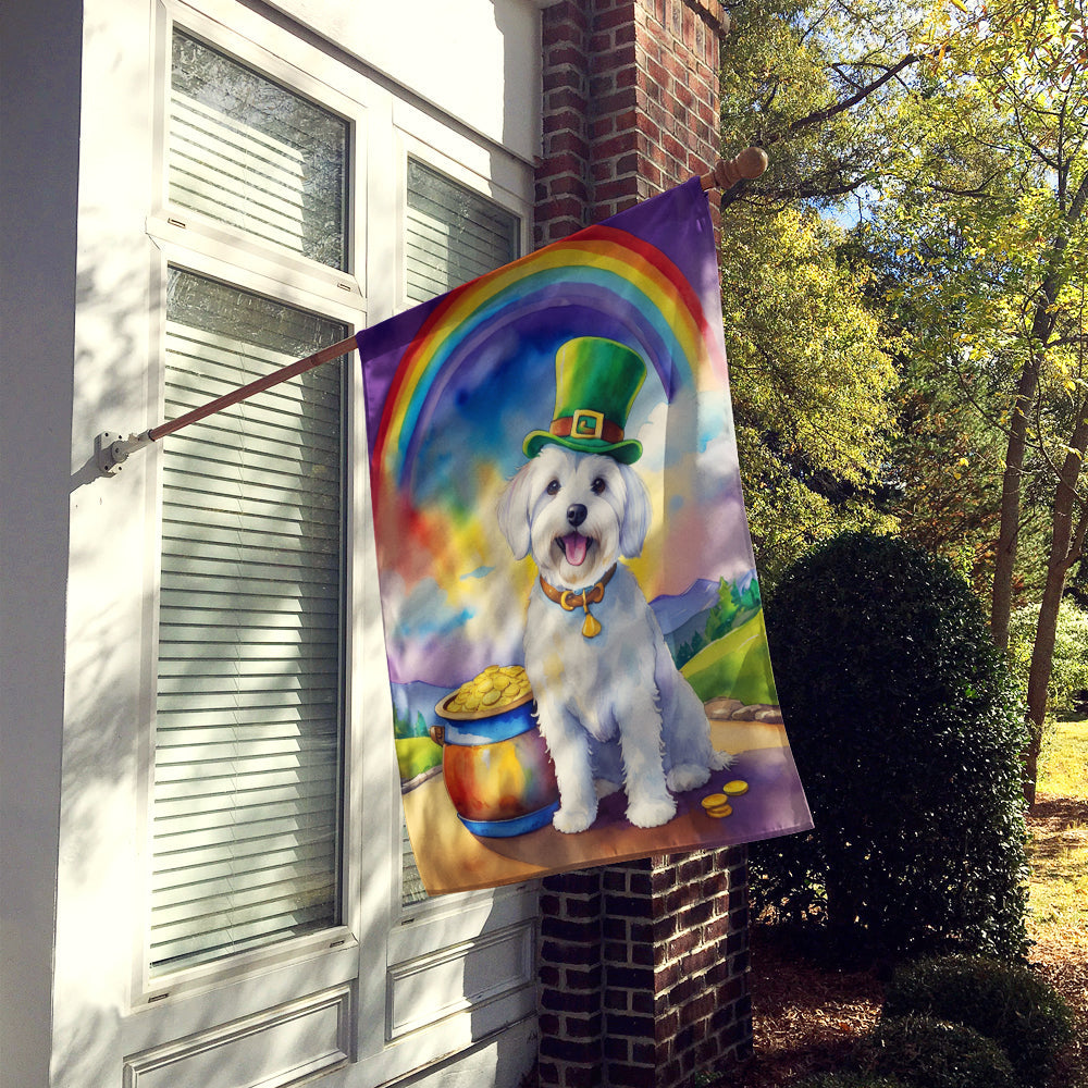 Coton de Tulear St Patrick's Day House Flag 28x40 Porch Sleeve Pole Decorative Outside Yard Banner Artwork Wall Hanging, Polyester