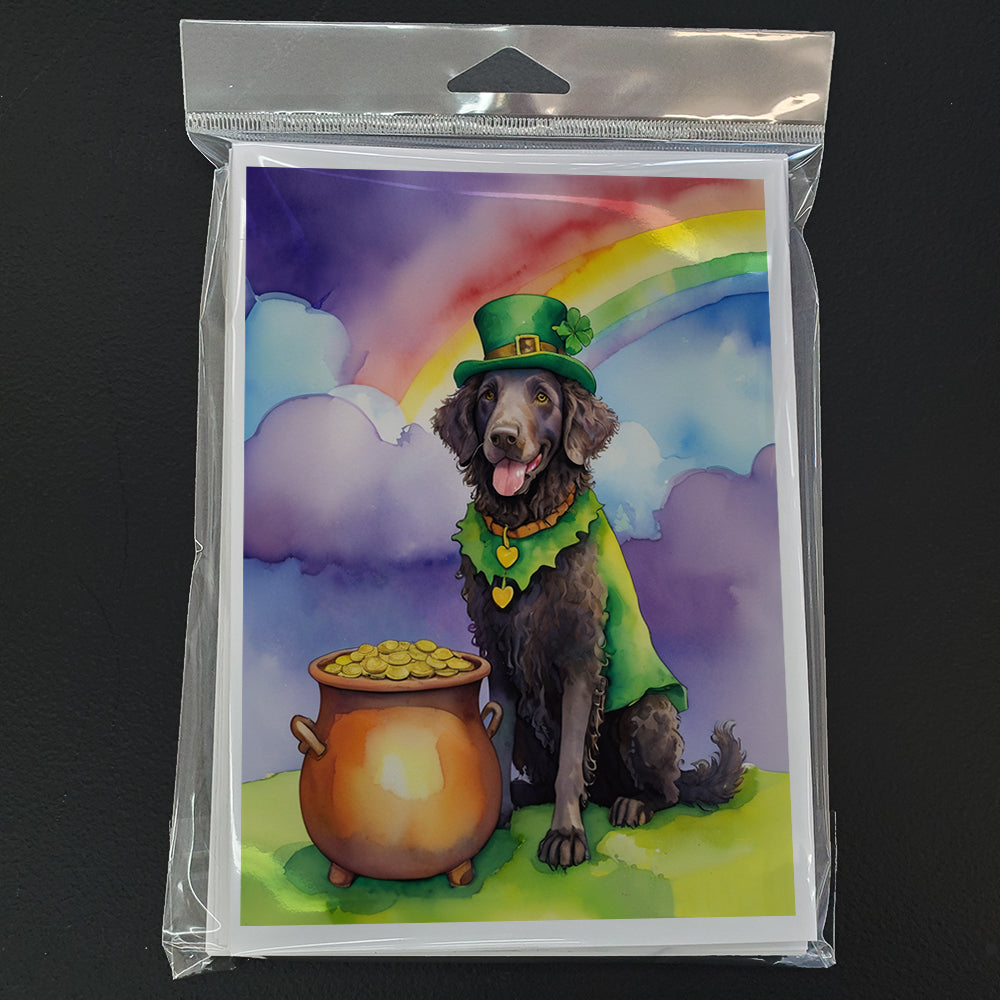 Curly-Coated Retriever St Patrick's Day Greeting Cards Pack of 8 Blank Cards with Envelopes Whimsical A7 Size 5x7