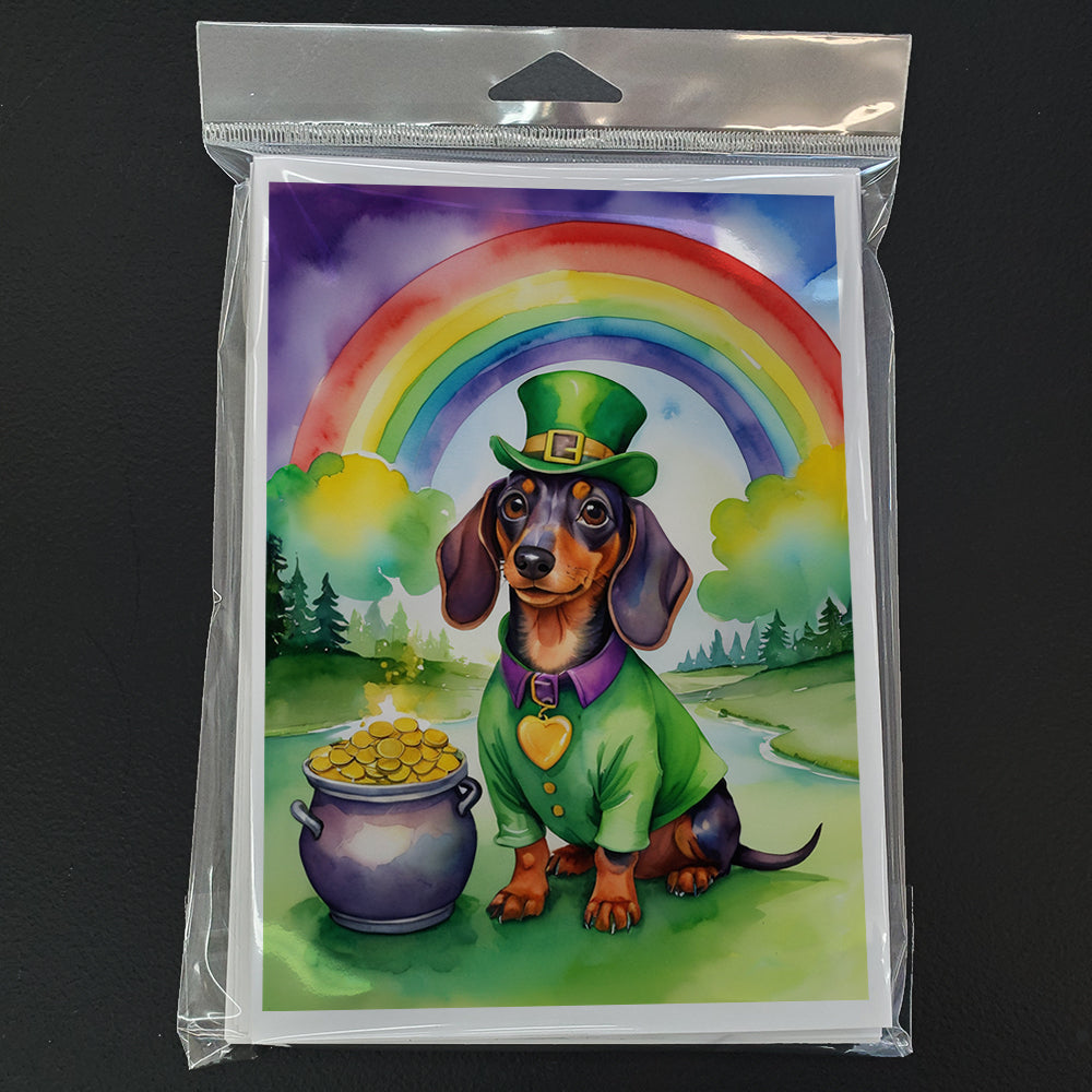 Dachshund St Patrick's Day Greeting Cards Pack of 8 Blank Cards with Envelopes Whimsical A7 Size 5x7