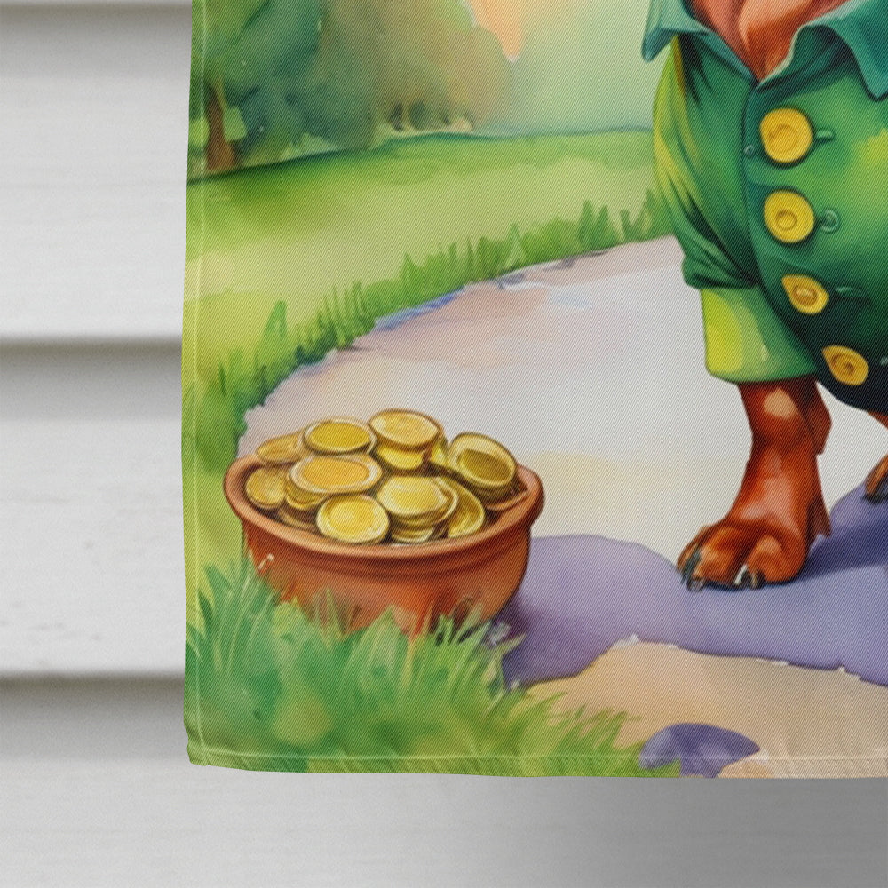 Dachshund St Patrick's Day House Flag 28x40 Porch Sleeve Pole Decorative Outside Yard Banner Artwork Wall Hanging, Polyester