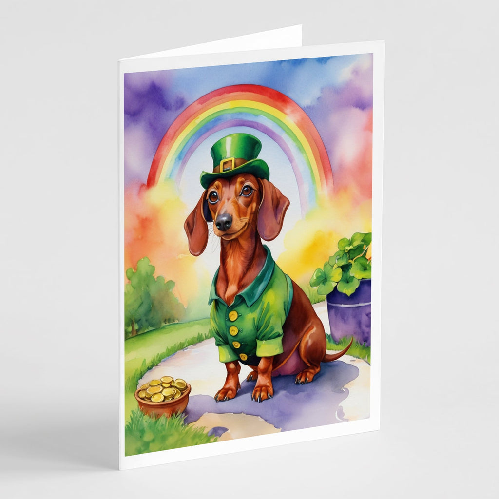 Dachshund St Patrick's Day Greeting Cards Pack of 8 Blank Cards with Envelopes Whimsical A7 Size 5x7