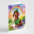 Dachshund St Patrick's Day Greeting Cards Pack of 8 Blank Cards with Envelopes Whimsical A7 Size 5x7