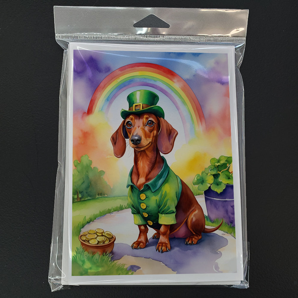 Dachshund St Patrick's Day Greeting Cards Pack of 8 Blank Cards with Envelopes Whimsical A7 Size 5x7