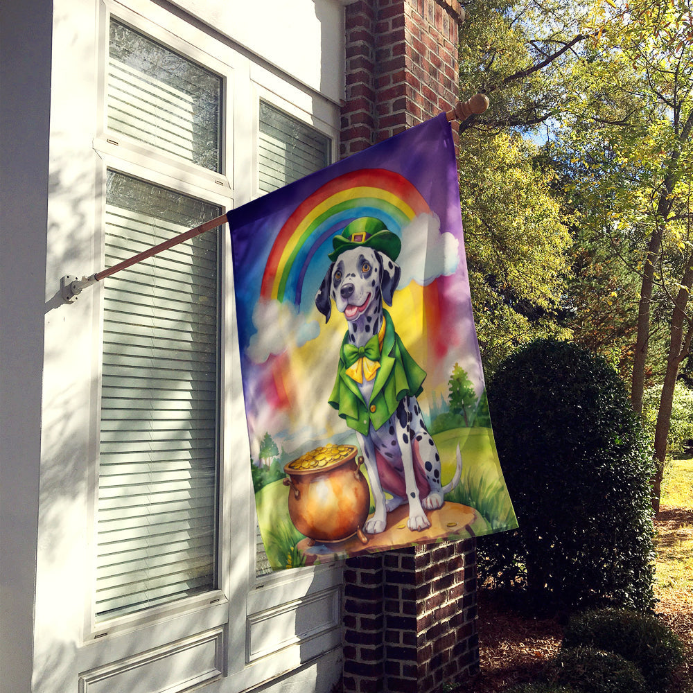 Dalmatian St Patrick's Day House Flag 28x40 Porch Sleeve Pole Decorative Outside Yard Banner Artwork Wall Hanging, Polyester