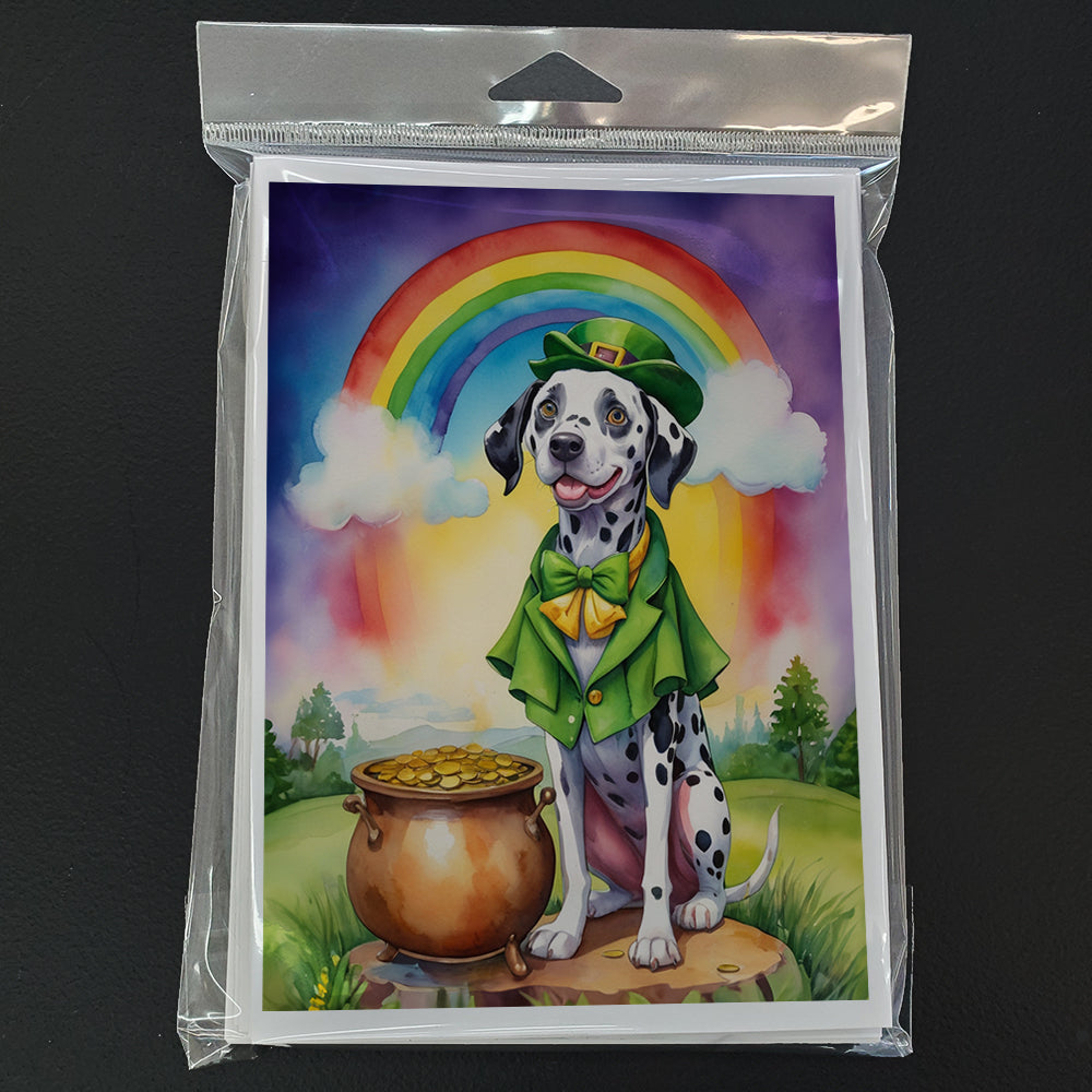 Dalmatian St Patrick's Day Greeting Cards Pack of 8 Blank Cards with Envelopes Whimsical A7 Size 5x7