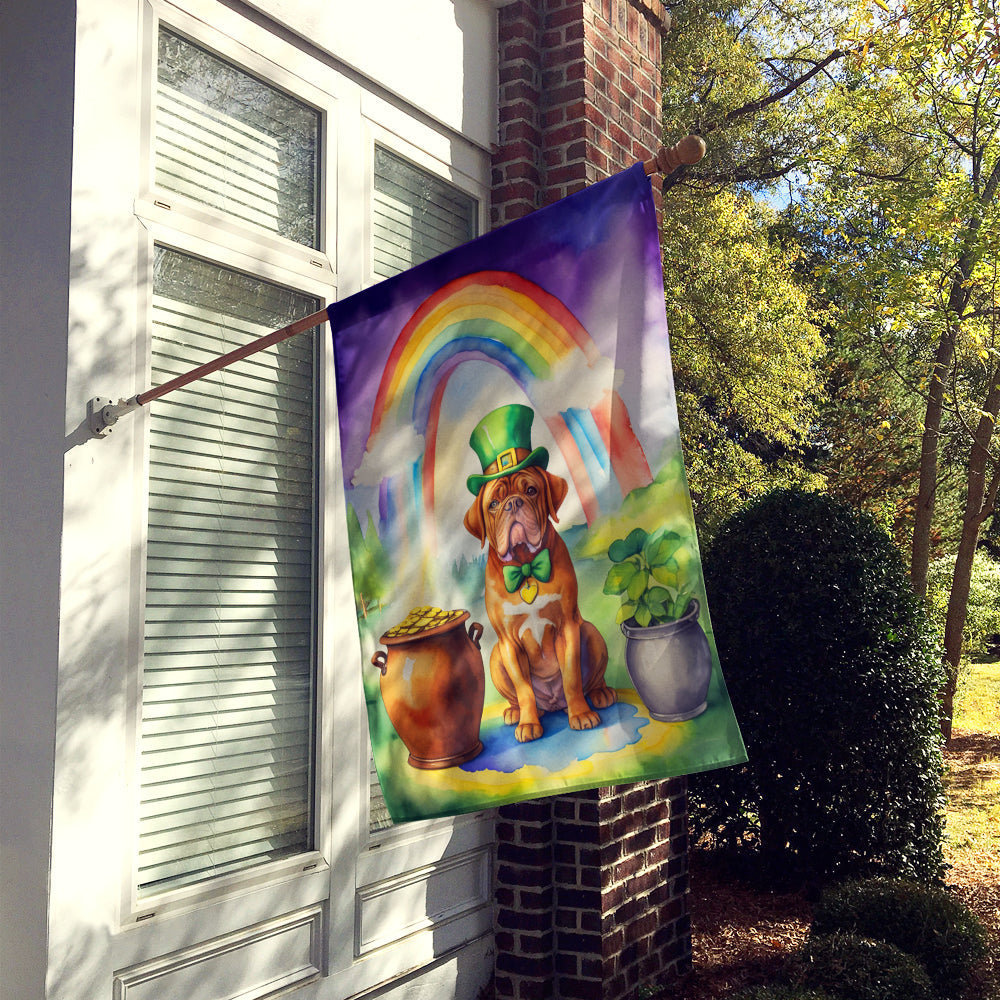 Dogue de Bordeaux St Patrick's Day House Flag 28x40 Porch Sleeve Pole Decorative Outside Yard Banner Artwork Wall Hanging, Polyester