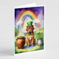 Dogue de Bordeaux St Patrick's Day Greeting Cards Pack of 8 Blank Cards with Envelopes Whimsical A7 Size 5x7