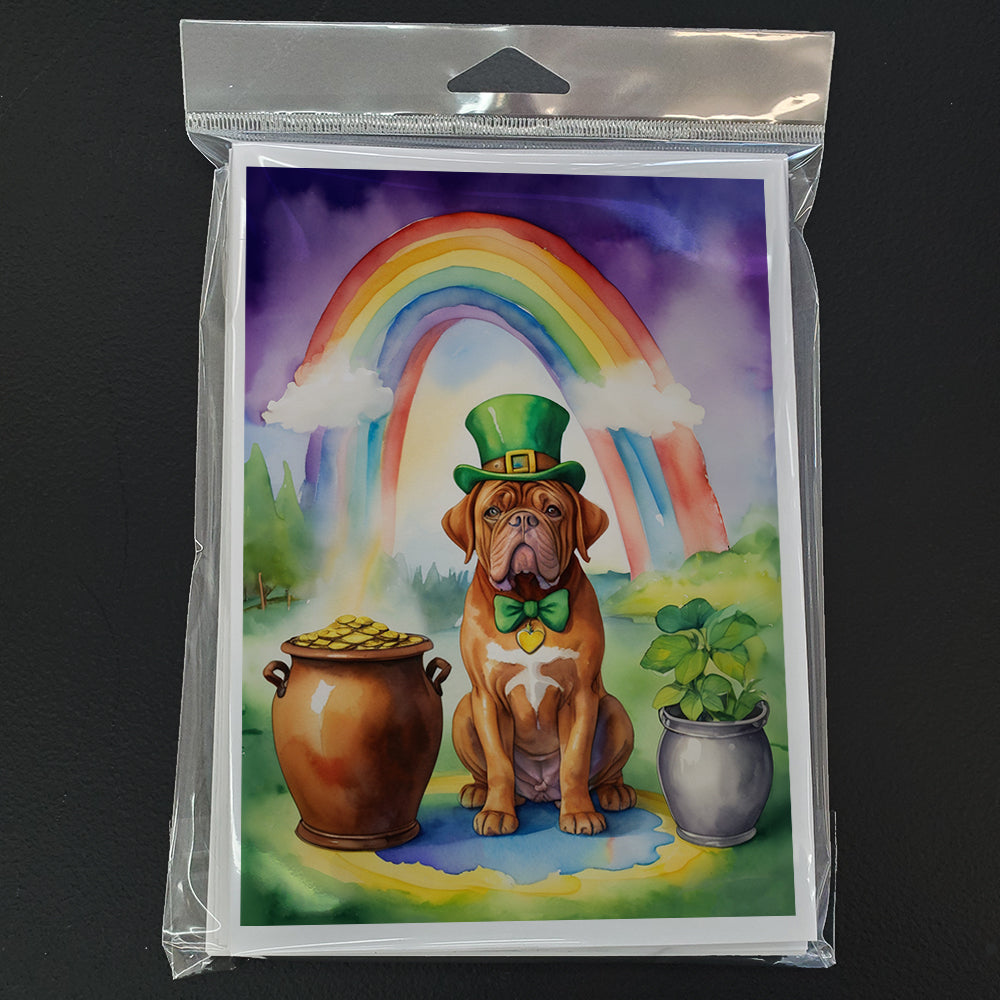 Dogue de Bordeaux St Patrick's Day Greeting Cards Pack of 8 Blank Cards with Envelopes Whimsical A7 Size 5x7