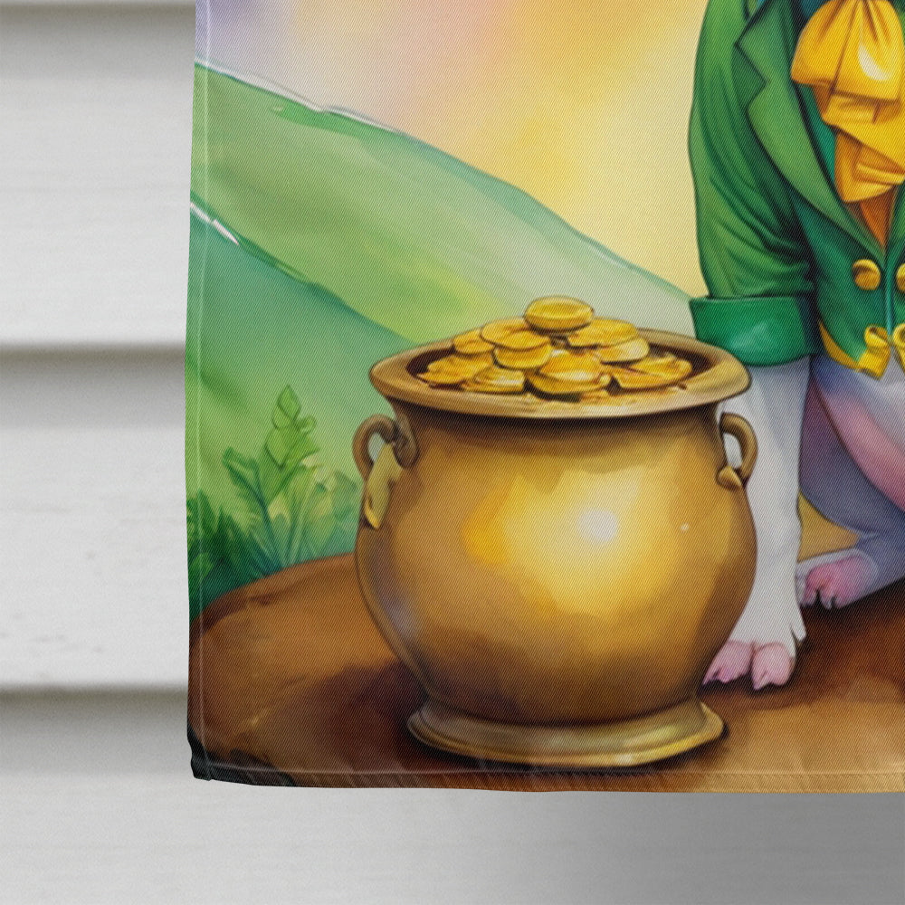 English Bull Terrier St Patrick's Day House Flag 28x40 Porch Sleeve Pole Decorative Outside Yard Banner Artwork Wall Hanging, Polyester