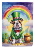 English Bulldog St Patrick's Day House Flag 28x40 Porch Sleeve Pole Decorative Outside Yard Banner Artwork Wall Hanging, Polyester
