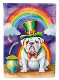 English Bulldog St Patrick's Day House Flag 28x40 Porch Sleeve Pole Decorative Outside Yard Banner Artwork Wall Hanging, Polyester