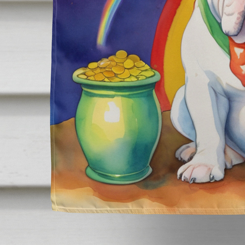 English Bulldog St Patrick's Day House Flag 28x40 Porch Sleeve Pole Decorative Outside Yard Banner Artwork Wall Hanging, Polyester