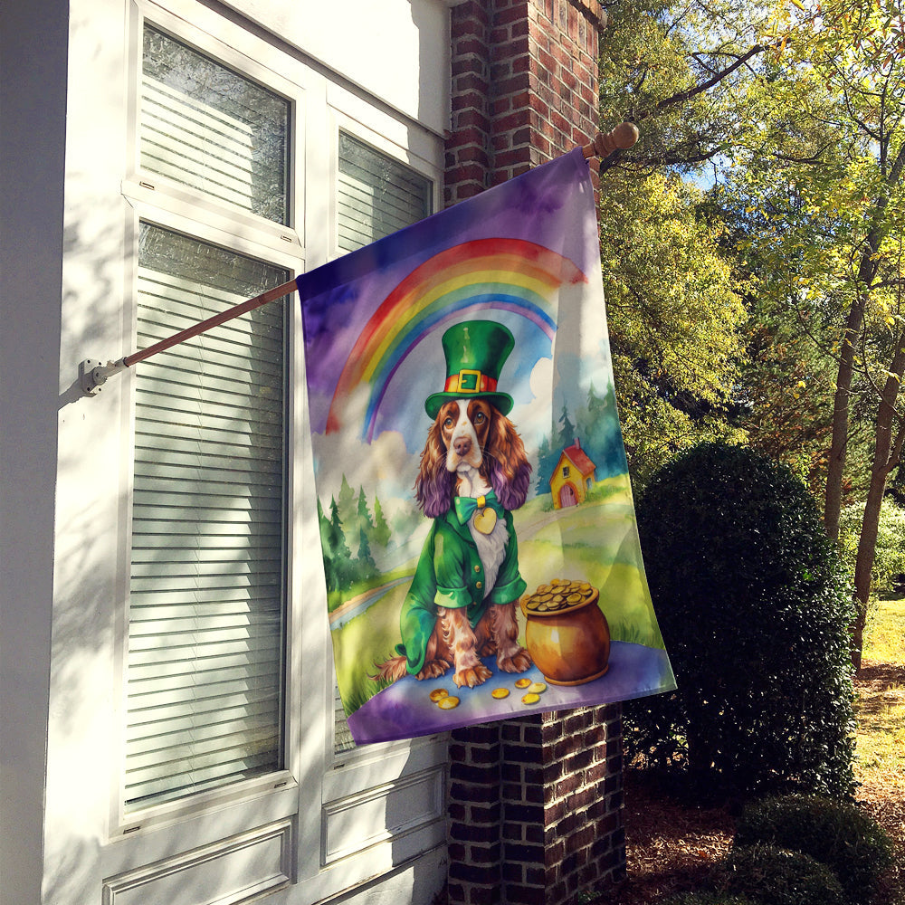 English Cocker Spaniel St Patrick's Day House Flag 28x40 Porch Sleeve Pole Decorative Outside Yard Banner Artwork Wall Hanging, Polyester