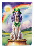 English Setter St Patrick's Day House Flag 28x40 Porch Sleeve Pole Decorative Outside Yard Banner Artwork Wall Hanging, Polyester