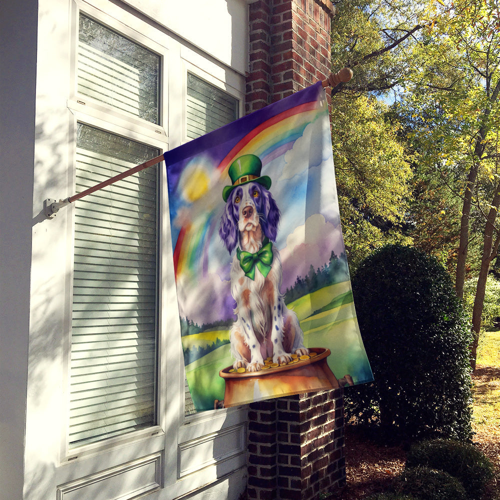 English Setter St Patrick's Day House Flag 28x40 Porch Sleeve Pole Decorative Outside Yard Banner Artwork Wall Hanging, Polyester