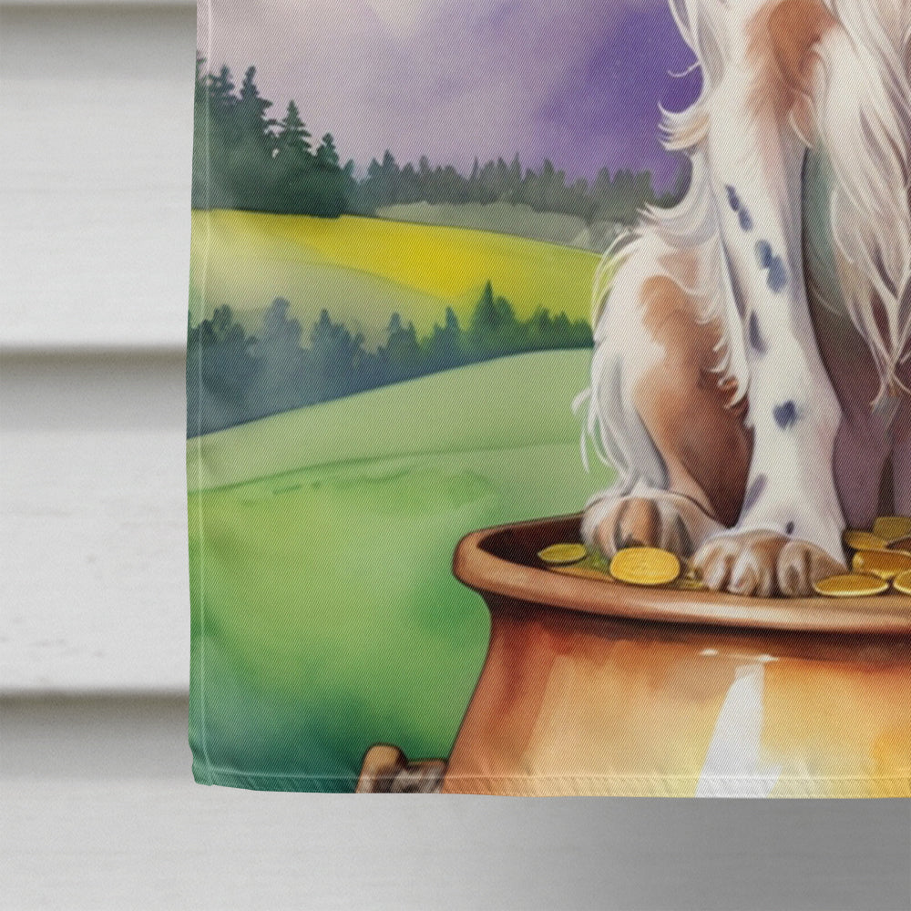 English Setter St Patrick's Day House Flag 28x40 Porch Sleeve Pole Decorative Outside Yard Banner Artwork Wall Hanging, Polyester