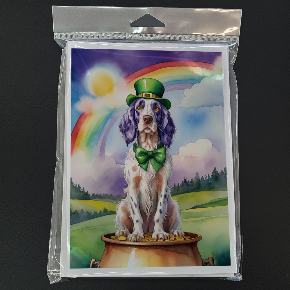English Setter St Patrick's Day Greeting Cards Pack of 8 Blank Cards with Envelopes Whimsical A7 Size 5x7