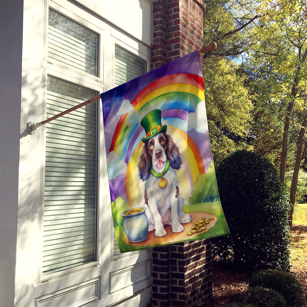 English Springer Spaniel St Patrick's Day House Flag 28x40 Porch Sleeve Pole Decorative Outside Yard Banner Artwork Wall Hanging, Polyester