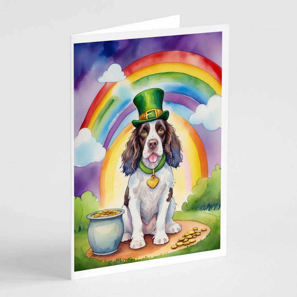 English Springer Spaniel St Patrick's Day Greeting Cards Pack of 8 Blank Cards with Envelopes Whimsical A7 Size 5x7