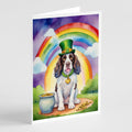 English Springer Spaniel St Patrick's Day Greeting Cards Pack of 8 Blank Cards with Envelopes Whimsical A7 Size 5x7