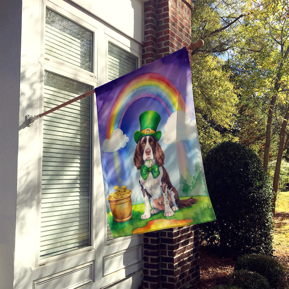 English Springer Spaniel St Patrick's Day House Flag 28x40 Porch Sleeve Pole Decorative Outside Yard Banner Artwork Wall Hanging, Polyester