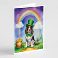 English Springer Spaniel St Patrick's Day Greeting Cards Pack of 8 Blank Cards with Envelopes Whimsical A7 Size 5x7