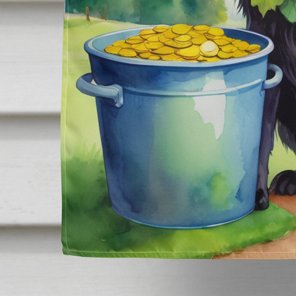 Flat-Coated Retriever St Patrick's Day House Flag 28x40 Porch Sleeve Pole Decorative Outside Yard Banner Artwork Wall Hanging, Polyester