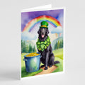 Flat-Coated Retriever St Patrick's Day Greeting Cards Pack of 8 Blank Cards with Envelopes Whimsical A7 Size 5x7