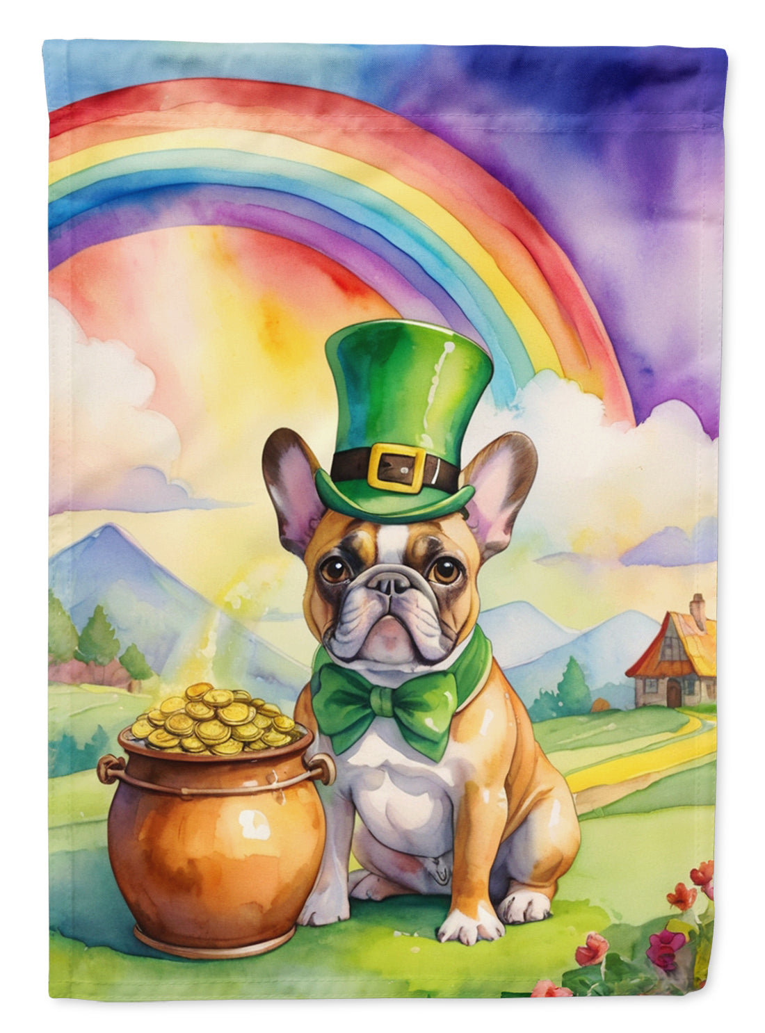 French Bulldog St Patrick's Day House Flag 28x40 Porch Sleeve Pole Decorative Outside Yard Banner Artwork Wall Hanging, Polyester