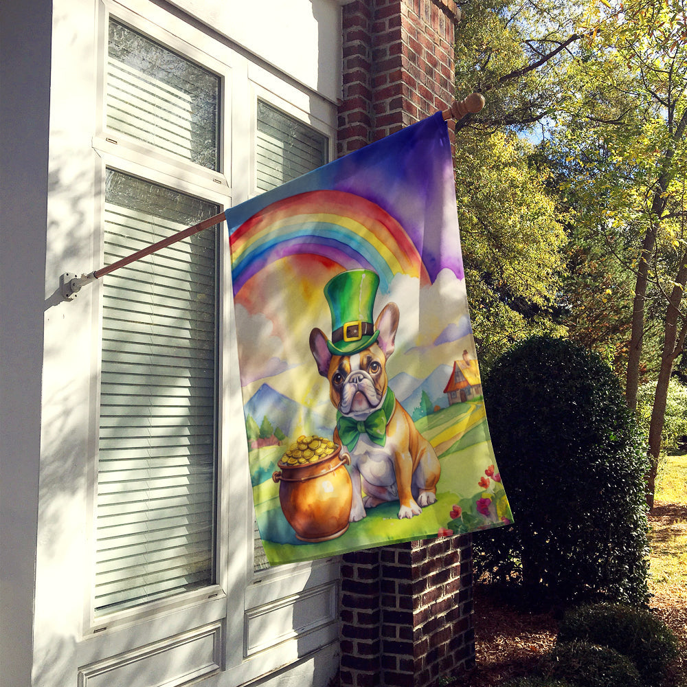 French Bulldog St Patrick's Day House Flag 28x40 Porch Sleeve Pole Decorative Outside Yard Banner Artwork Wall Hanging, Polyester