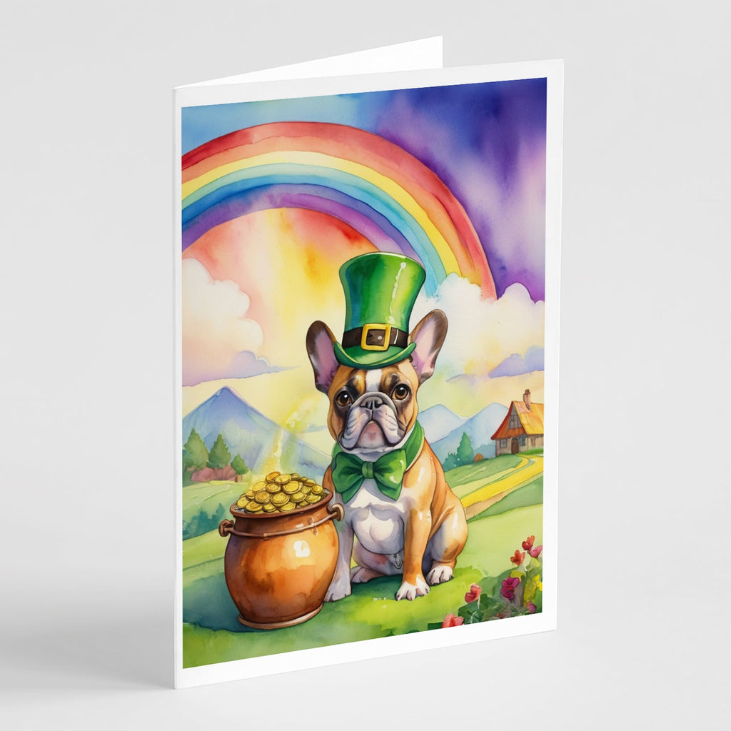 French Bulldog St Patrick's Day Greeting Cards Pack of 8 Blank Cards with Envelopes Whimsical A7 Size 5x7