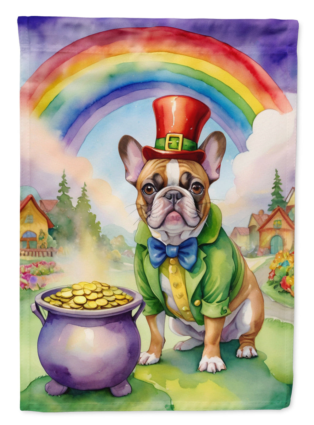 French Bulldog St Patrick's Day House Flag 28x40 Porch Sleeve Pole Decorative Outside Yard Banner Artwork Wall Hanging, Polyester