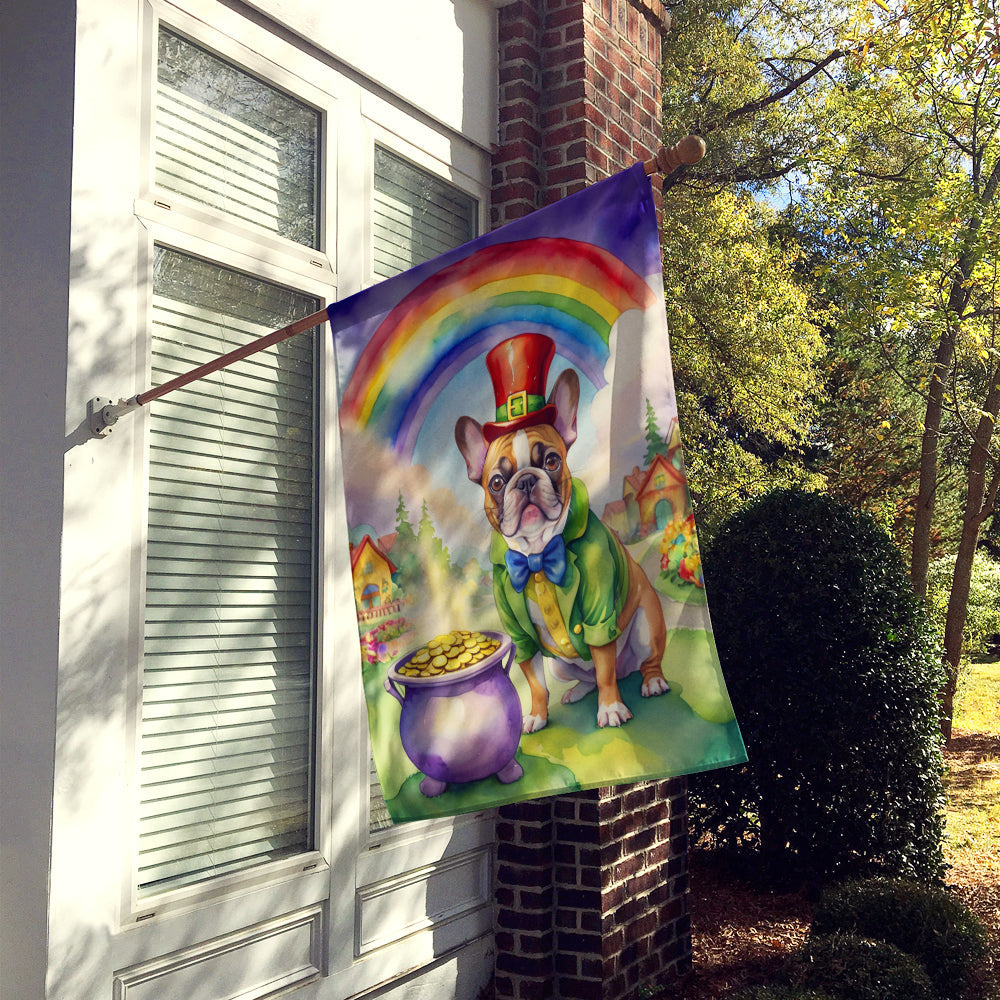 French Bulldog St Patrick's Day House Flag 28x40 Porch Sleeve Pole Decorative Outside Yard Banner Artwork Wall Hanging, Polyester