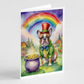 French Bulldog St Patrick's Day Greeting Cards Pack of 8 Blank Cards with Envelopes Whimsical A7 Size 5x7