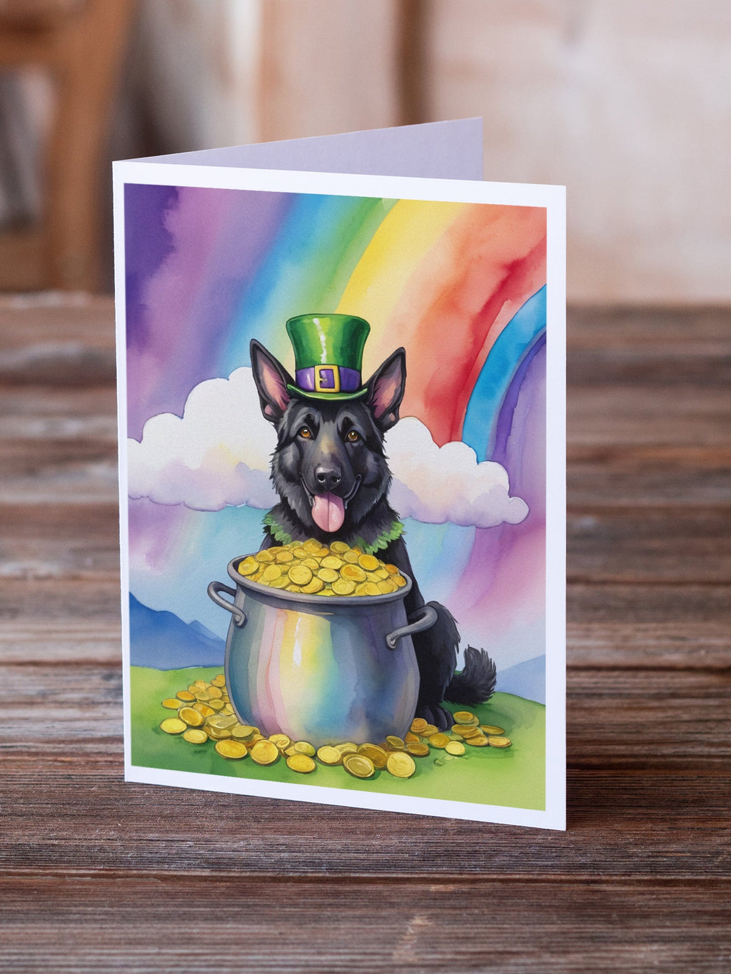 German Shepherd St Patrick's Day Greeting Cards Pack of 8 Blank Cards with Envelopes Whimsical A7 Size 5x7