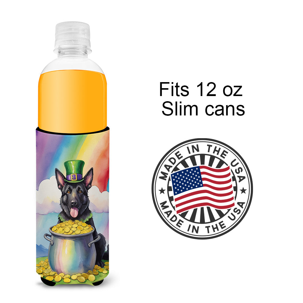 German Shepherd St Patrick's Day Slim Can Hugger , Insulated Foam Hugger for 12 oz Slim Cans, Beer Bottles & Water Bottles, Printed in USA