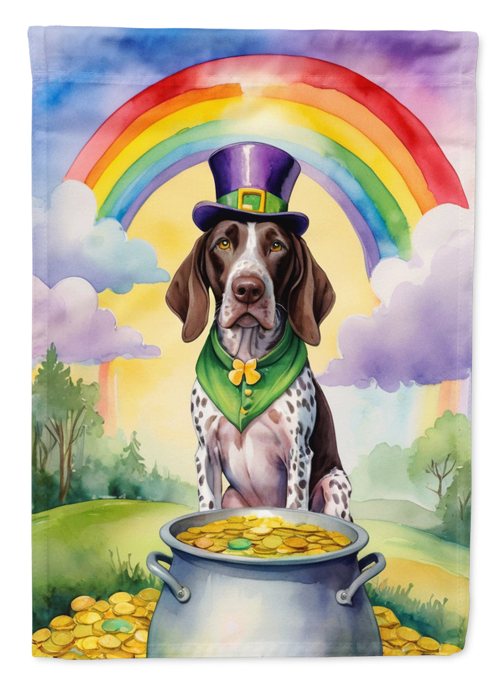 German Shorthaired Pointer St Patrick's Day House Flag 28x40 Porch Sleeve Pole Decorative Outside Yard Banner Artwork Wall Hanging, Polyester