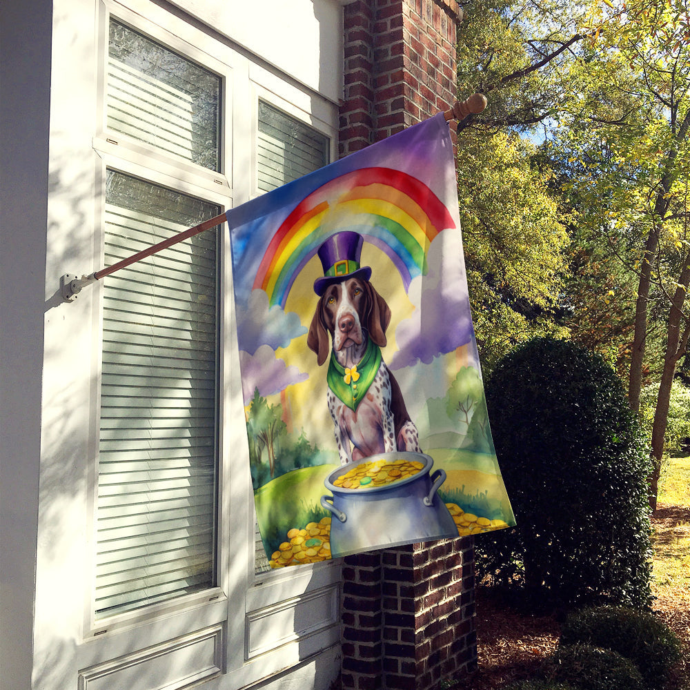 German Shorthaired Pointer St Patrick's Day House Flag 28x40 Porch Sleeve Pole Decorative Outside Yard Banner Artwork Wall Hanging, Polyester